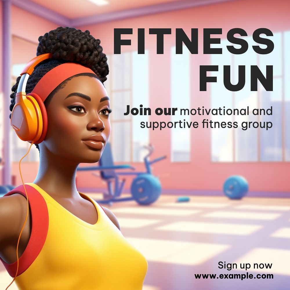 Fitness fun Instagram post template, editable text