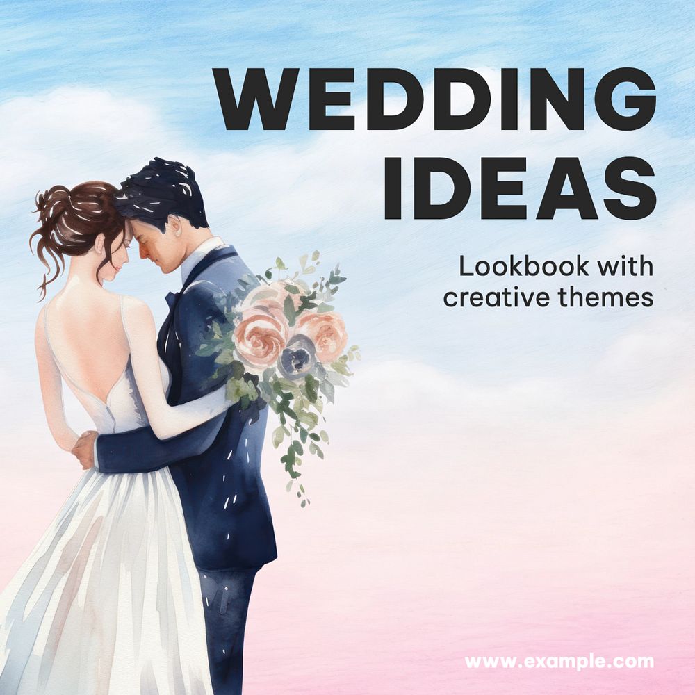 Wedding ideas Instagram post template, editable text