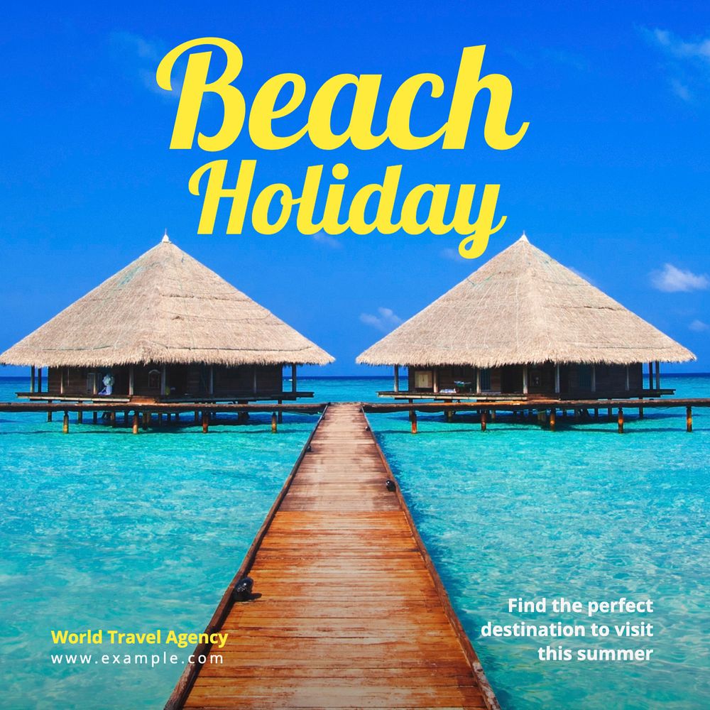 Beach holiday  Instagram post template, editable text