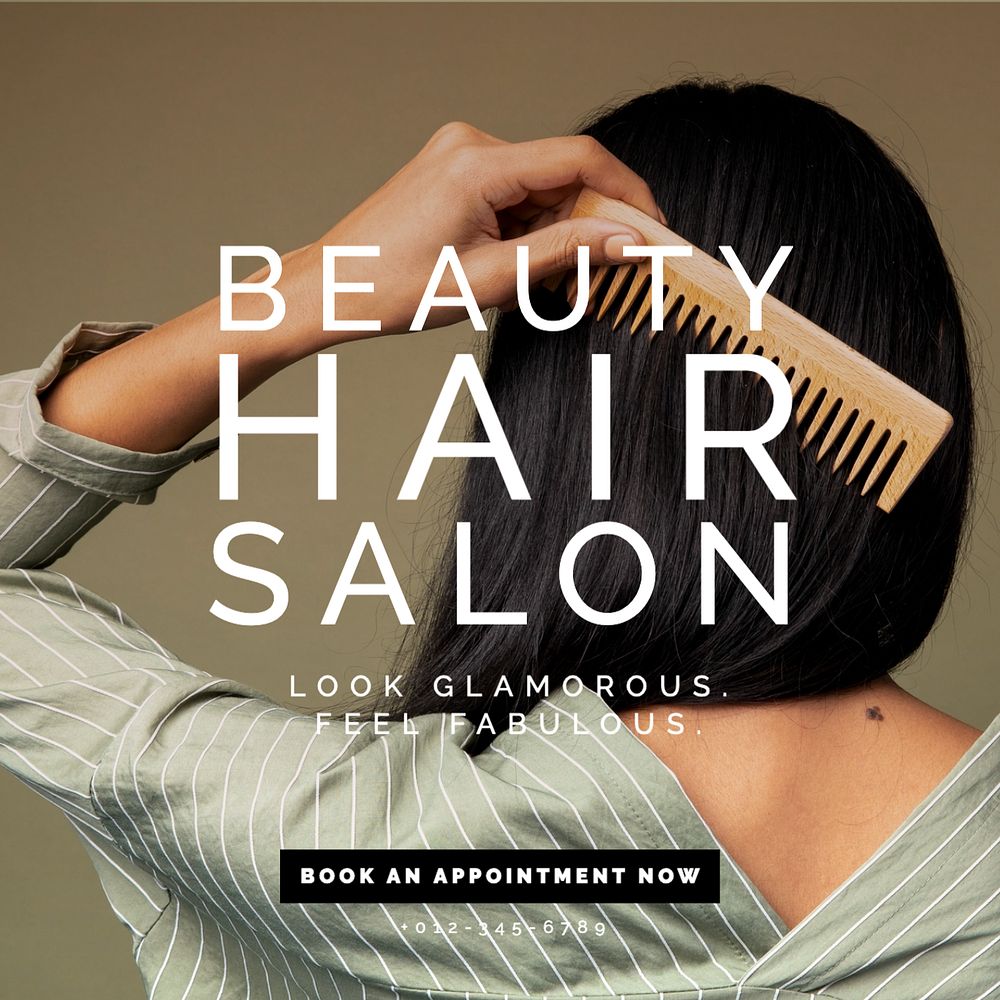 Hair salon Instagram post template, editable text