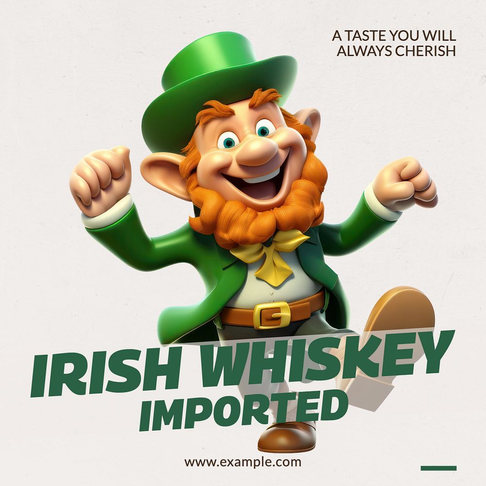 Irish whiskey Instagram post template, editable text