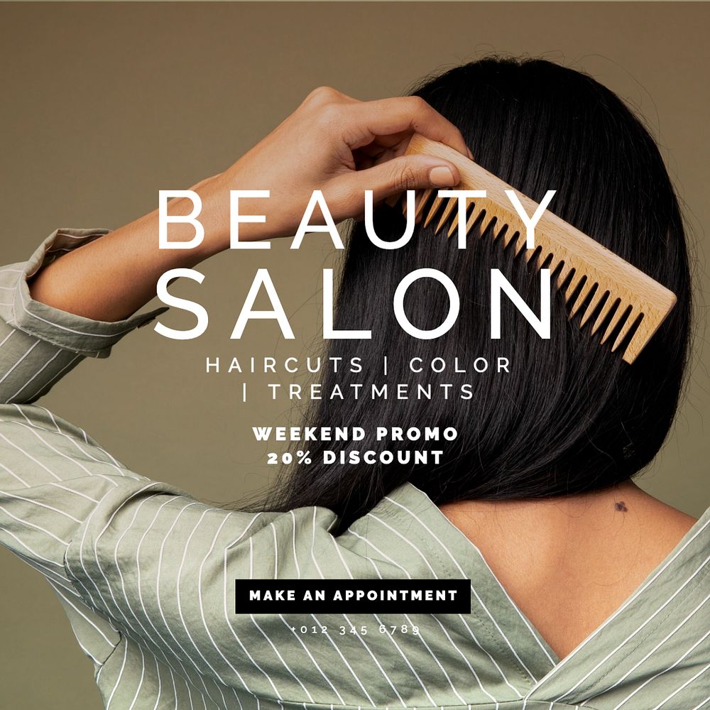 Beauty salon  Instagram post template, editable text