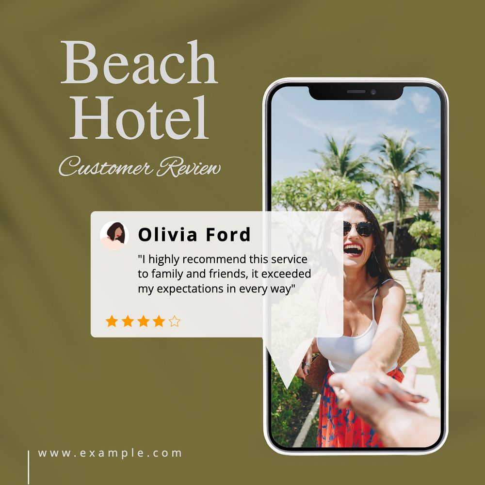 Customer review Instagram post template, editable text