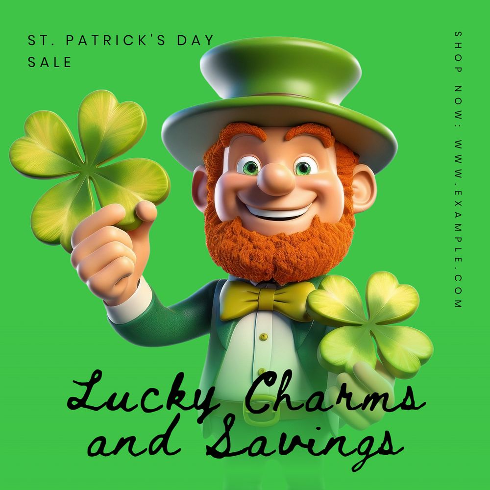 St. patrick's day Instagram post template, editable text