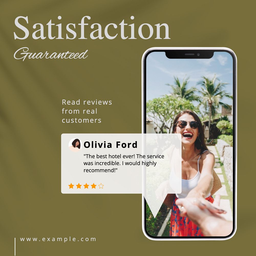 Satisfaction guaranteed Instagram post template, editable text