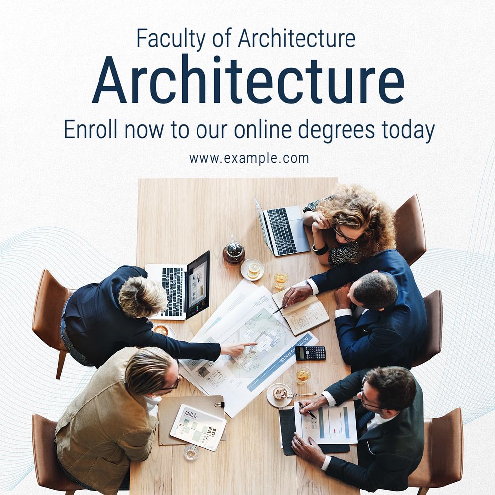 Architecture online degrees Instagram post template, editable text