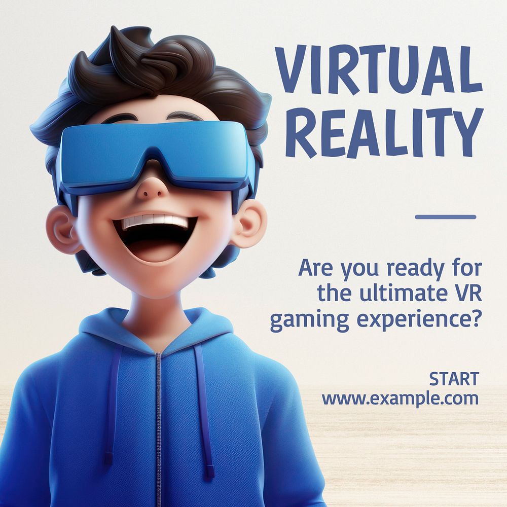 Virtual reality Instagram post template, editable text