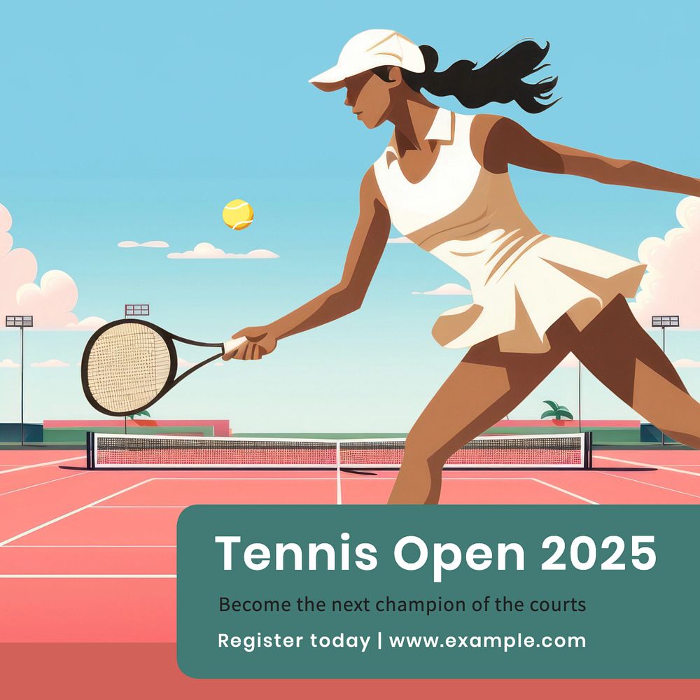 Tennis open Instagram post template, editable text