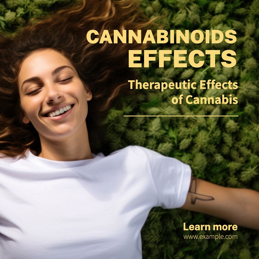 Cannabinoids effects Instagram post template, editable text