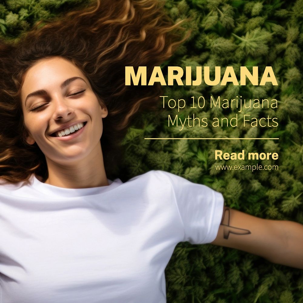 Marijuana Instagram post template, editable text