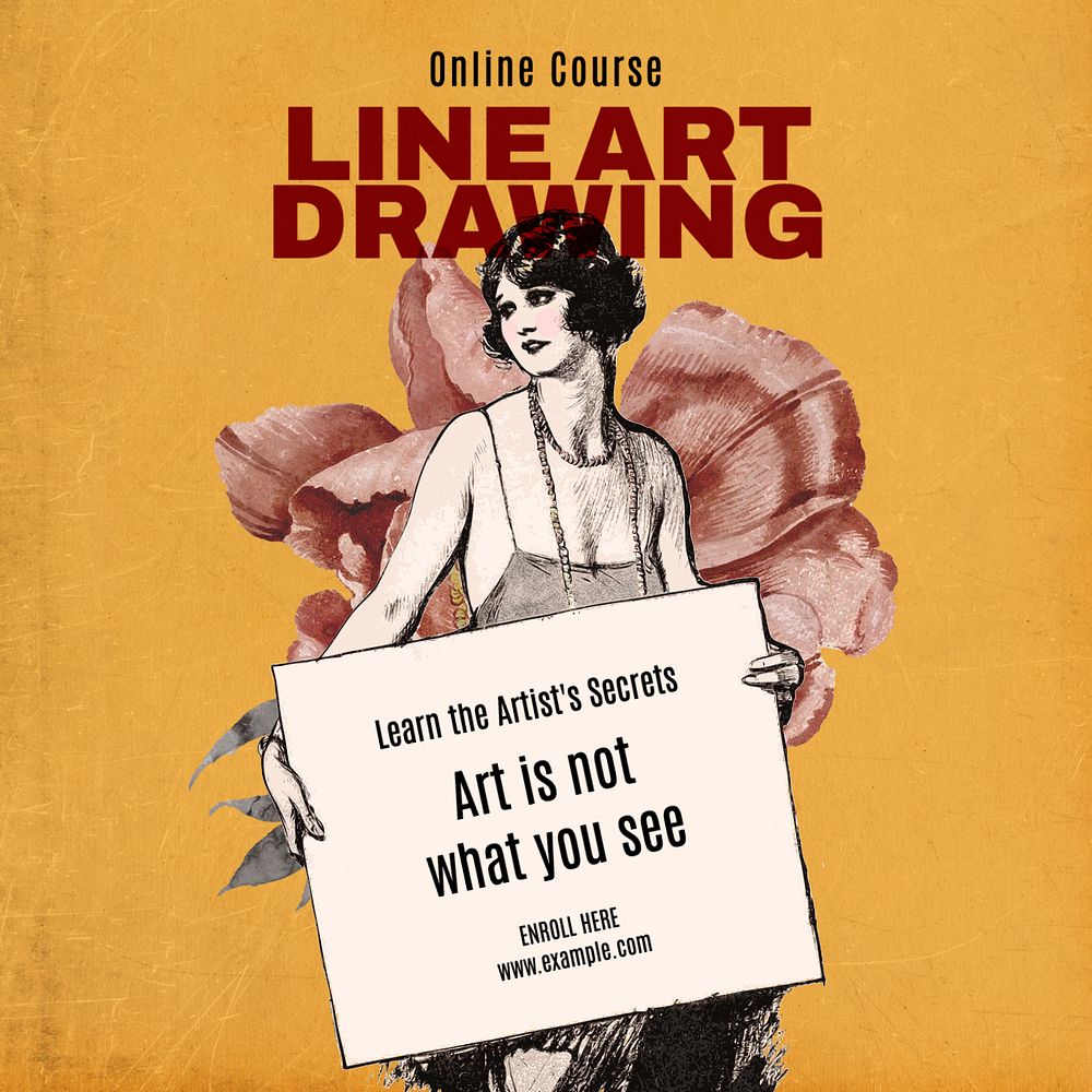 Drawing course  Instagram post template, editable text