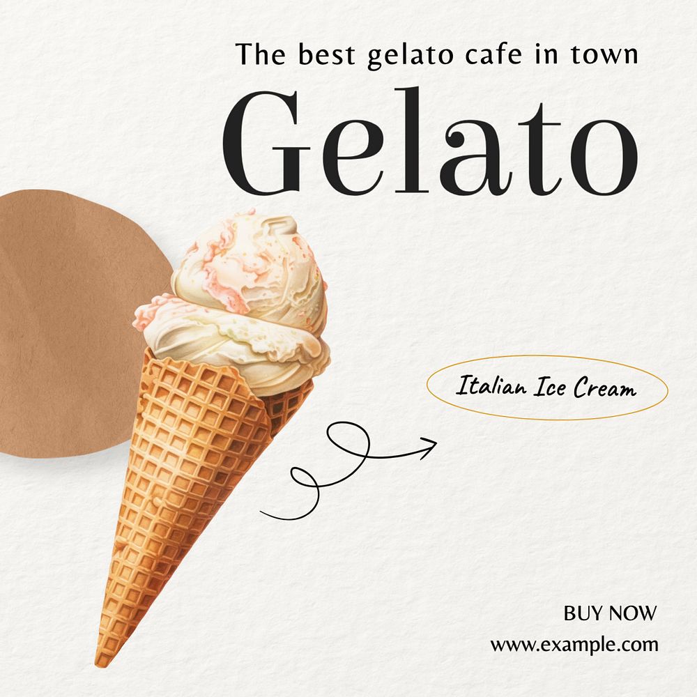 Gelato ice cream Facebook post template, editable design