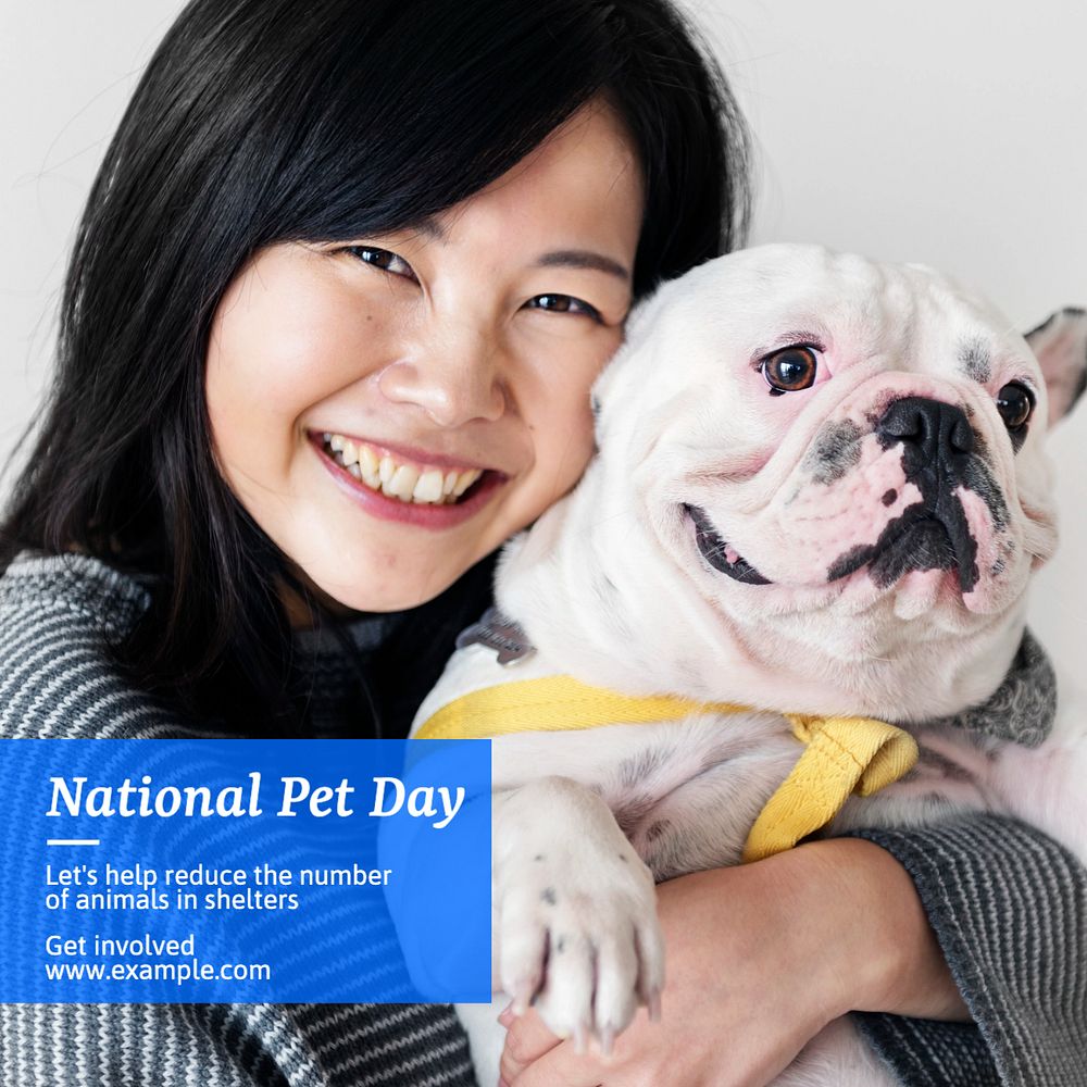 National pet day Instagram post template, editable text