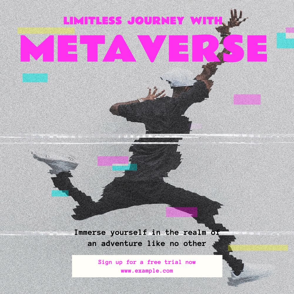 Metaverse journey Instagram post template, editable text