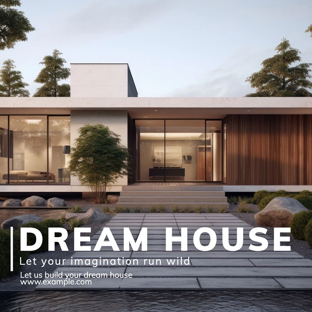 Dream house Instagram post template, editable text