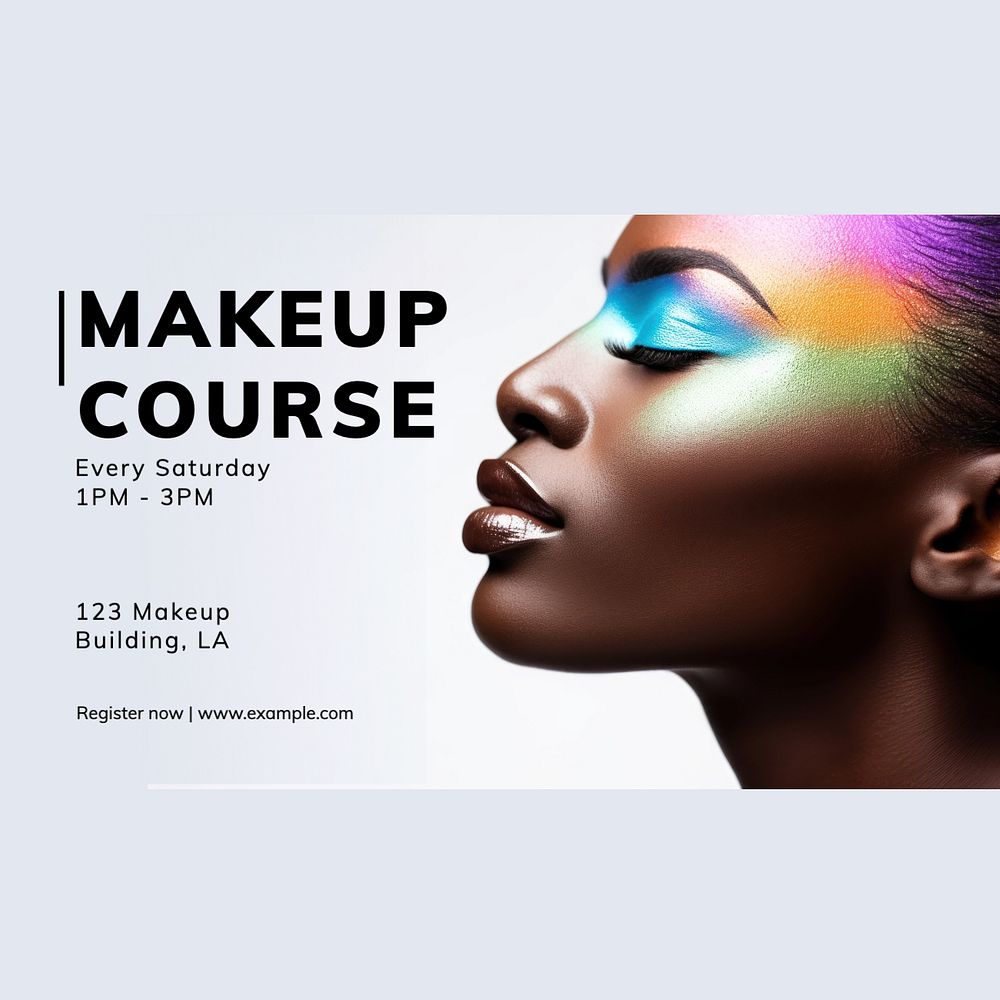 Makeup course Instagram post template, editable text