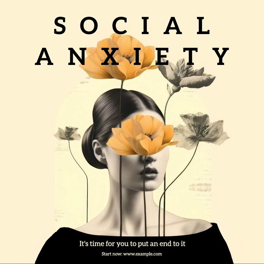 Social anxiety Instagram post template, editable text