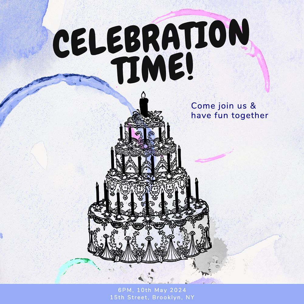 Celebration time  Instagram post template, editable text