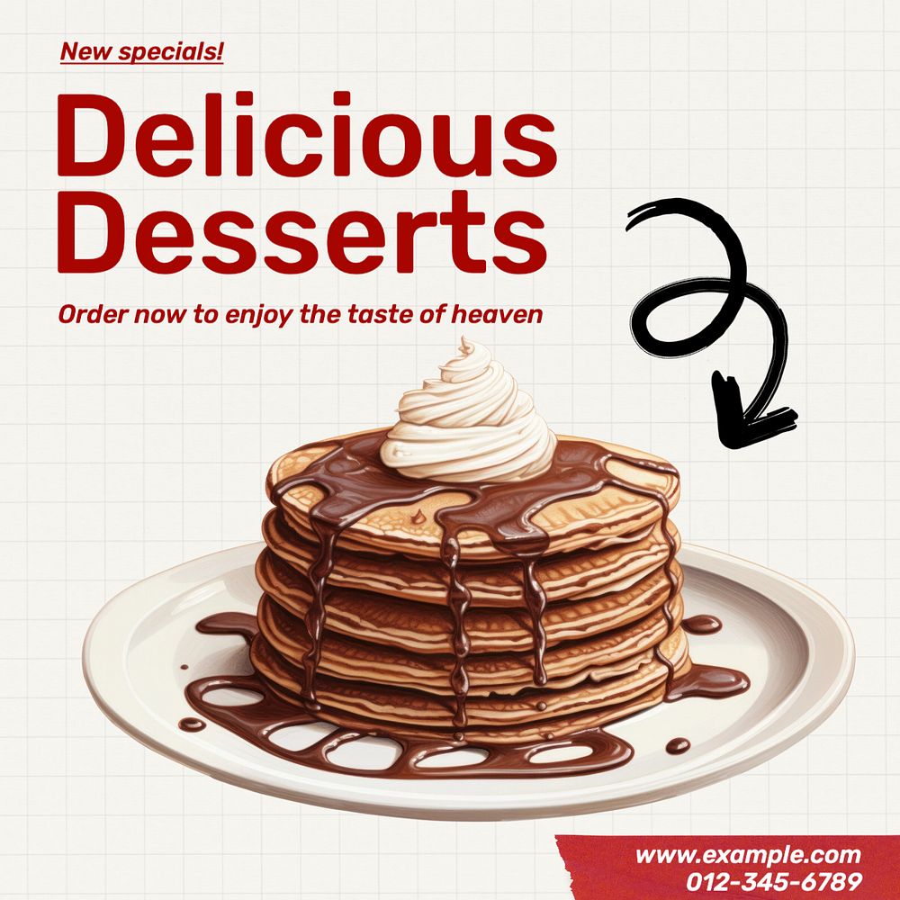 Delicious dessert Facebook post template, editable design