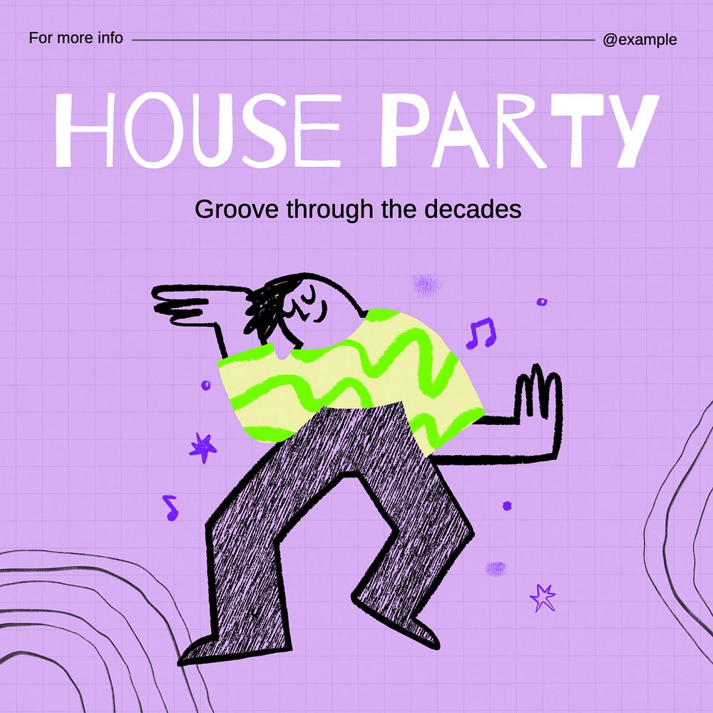 House party Instagram post template, editable text