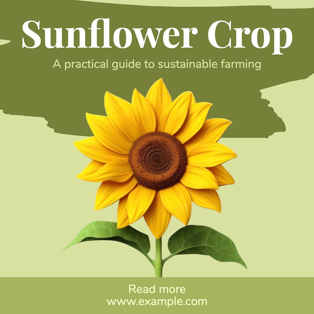 Sunflower farming sustainable Instagram post template, editable text