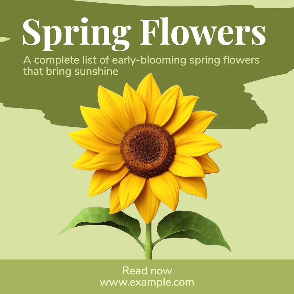 Spring flowers Instagram post template, editable text