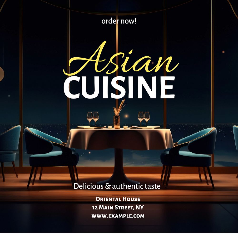 Asian cuisine Instagram post template, editable text