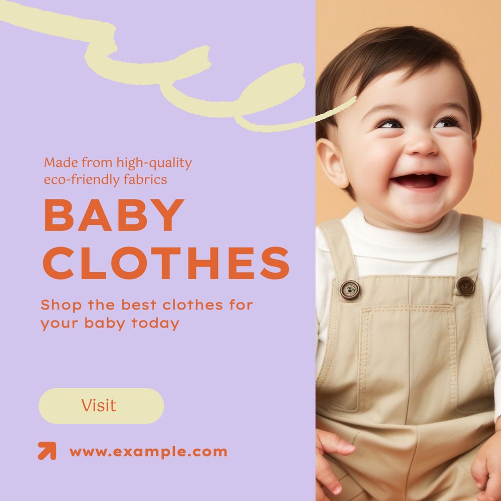 Baby clothes Instagram post template, editable text