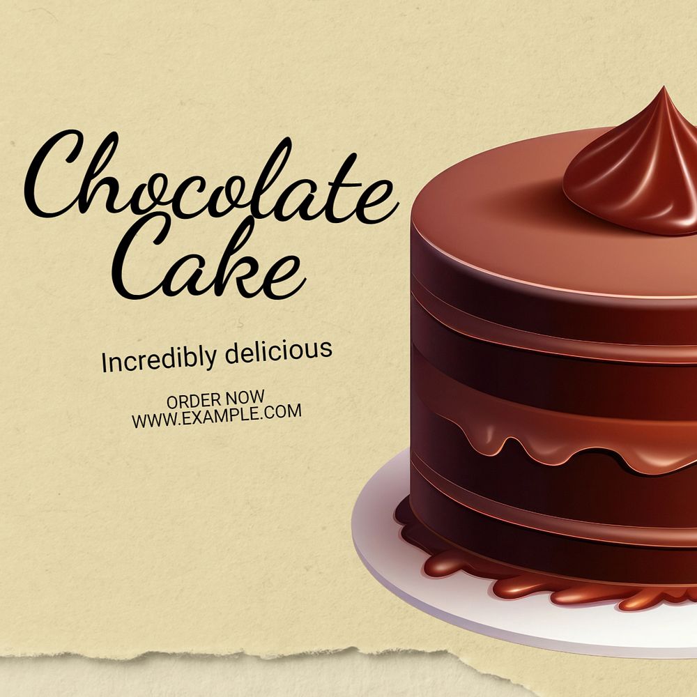 Chocolate cake Instagram post template, editable text