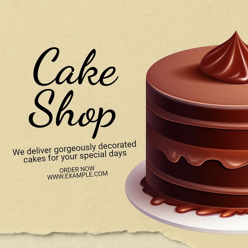 Cake shop Instagram post template, editable text