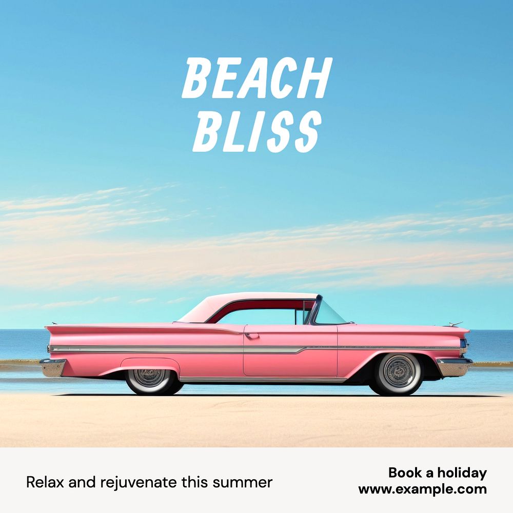 Beach holiday Instagram post template, editable text