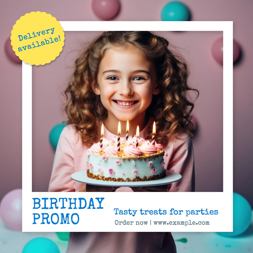 Birthday promo Instagram post template, editable text