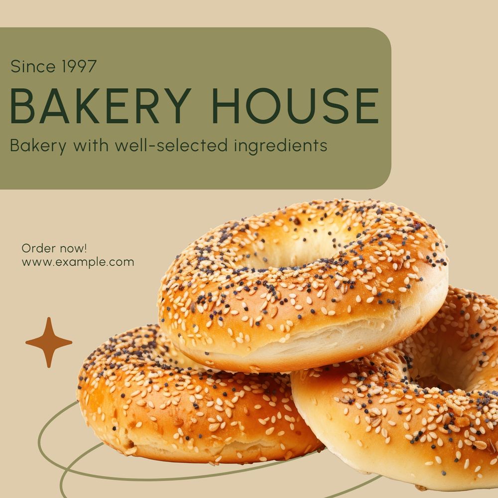 Bakery house Instagram post template, editable text