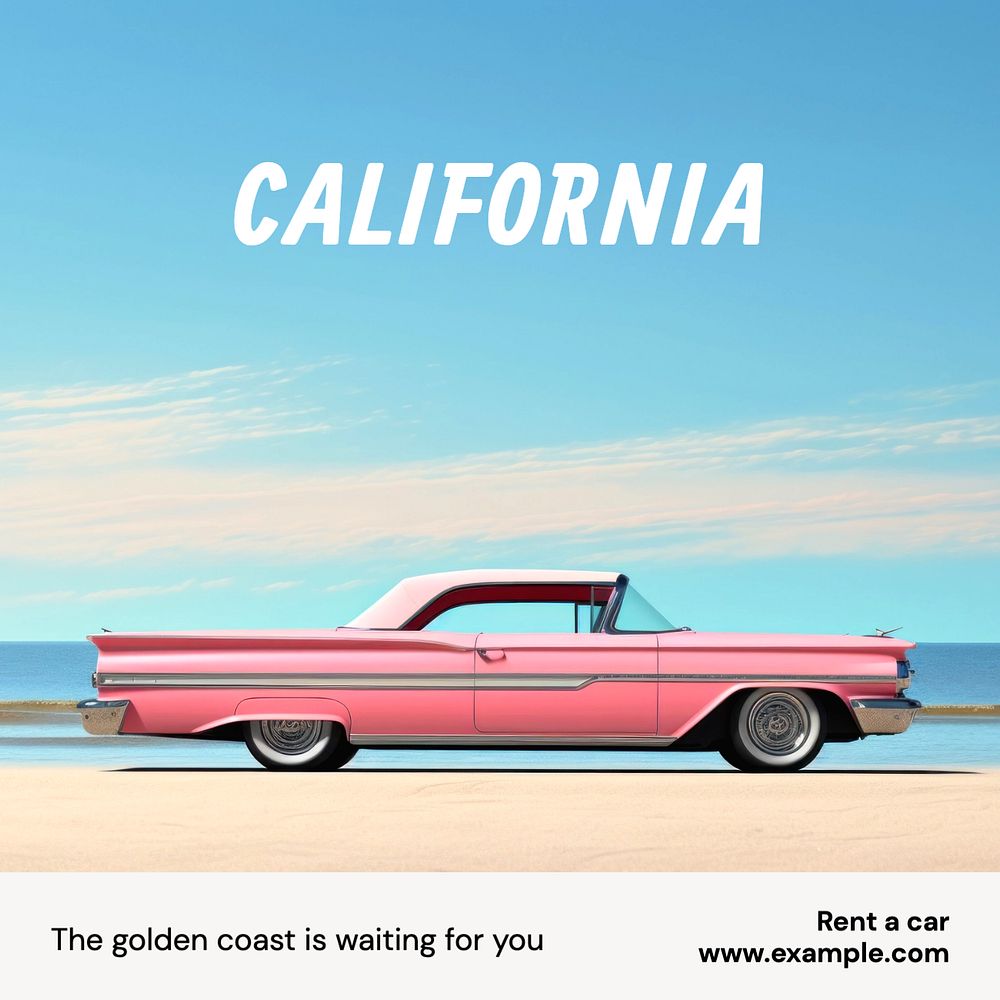 California travel Instagram post template, editable text