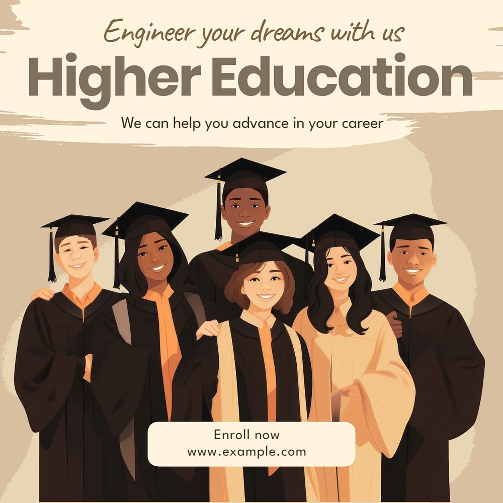 Higher education Instagram post template, editable text