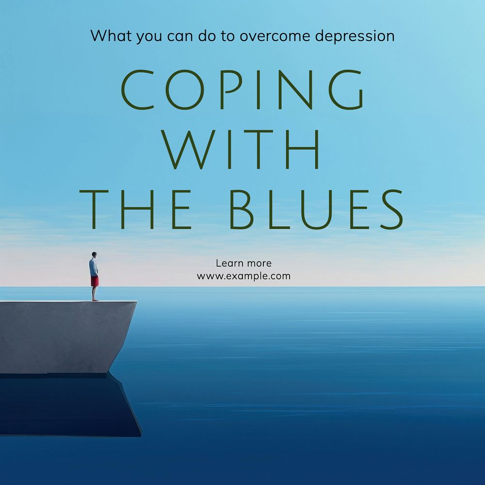 Overcoming depression Instagram post template, editable text