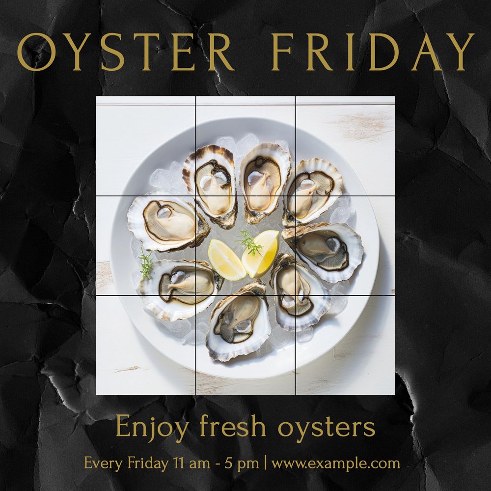 Oyster Friday Instagram post template, editable text