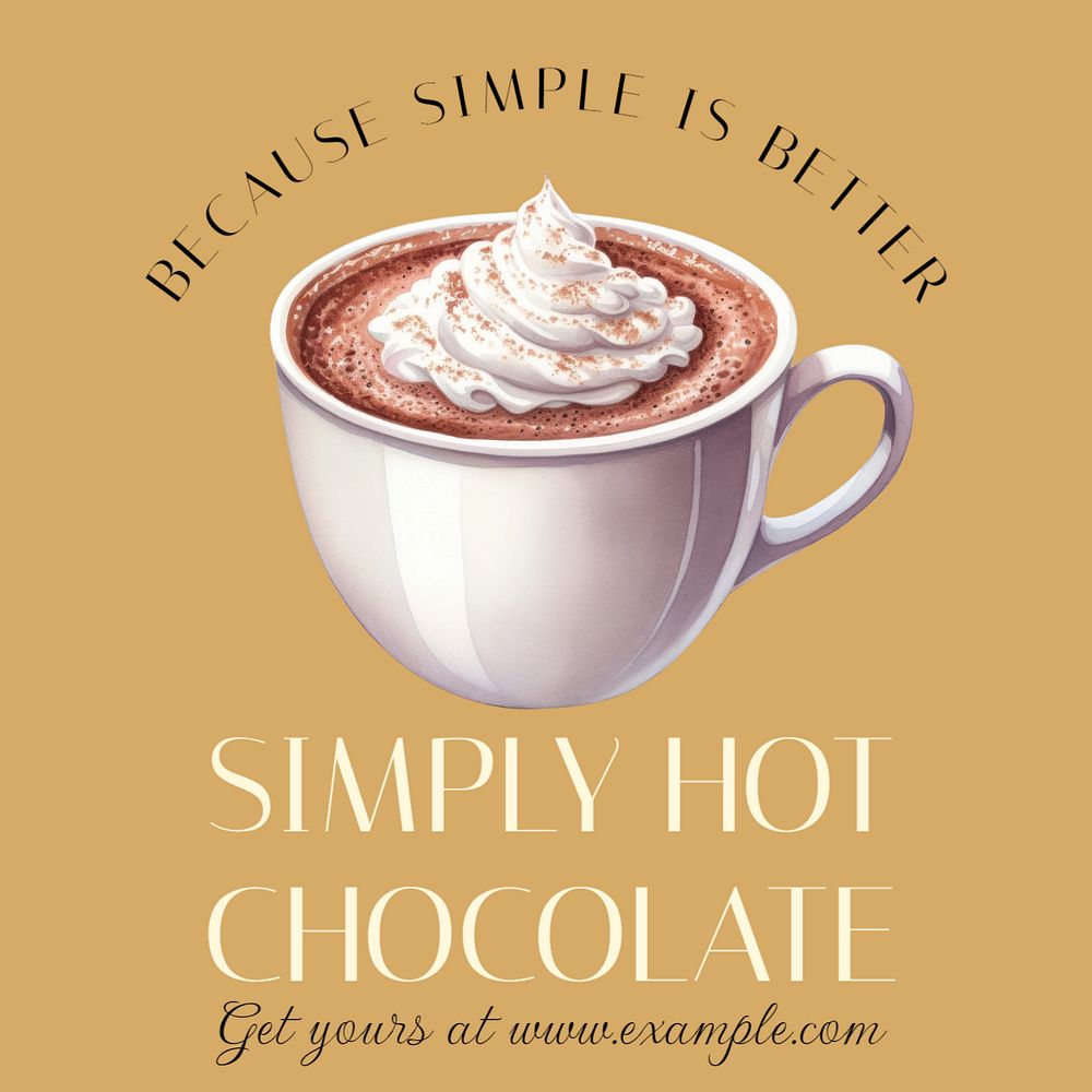 Hot chocolate Instagram post template, editable text