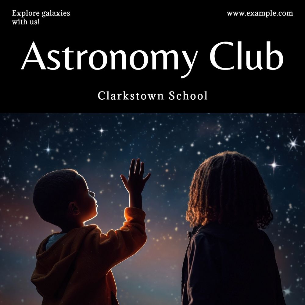 Astronomy club Instagram post template, editable text