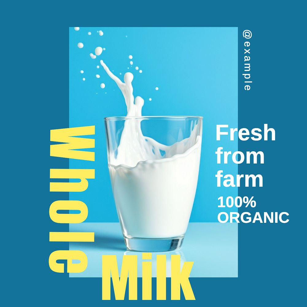 Whole milk Instagram post template, editable text