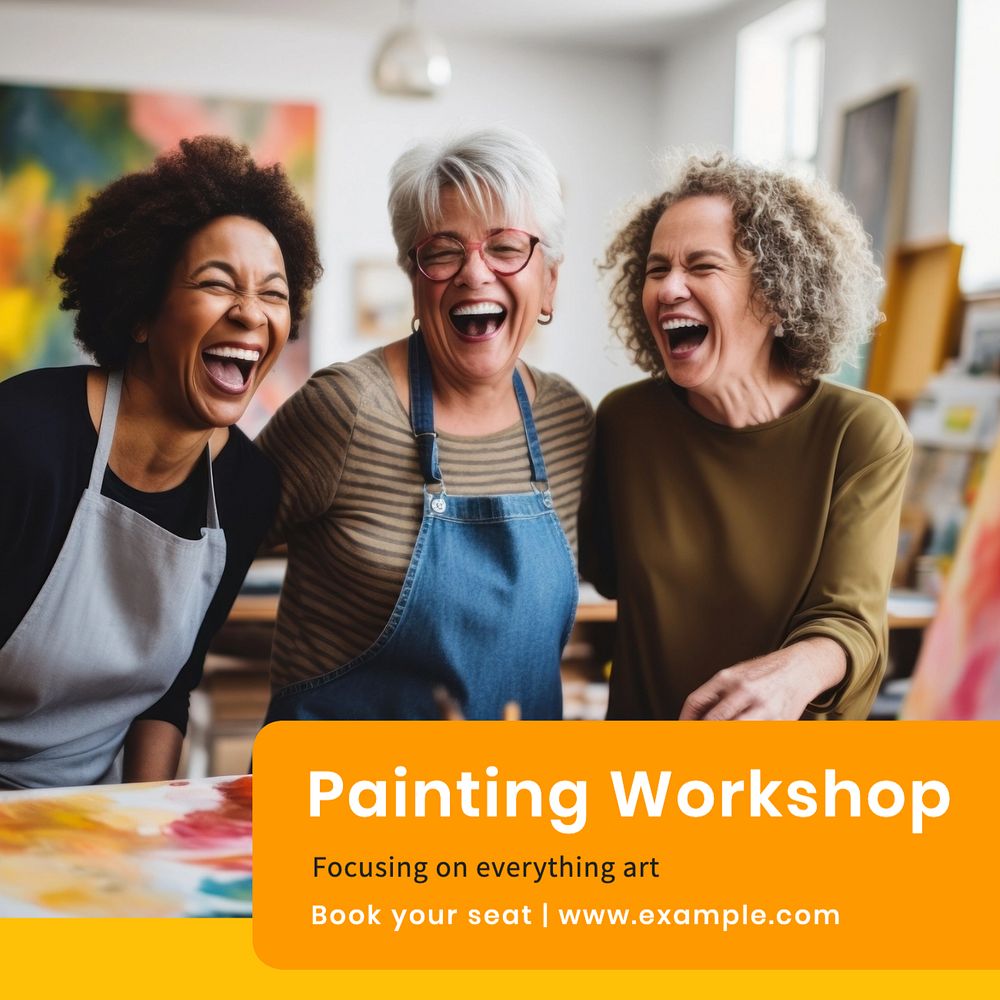 Painting workshop Instagram post template, editable text