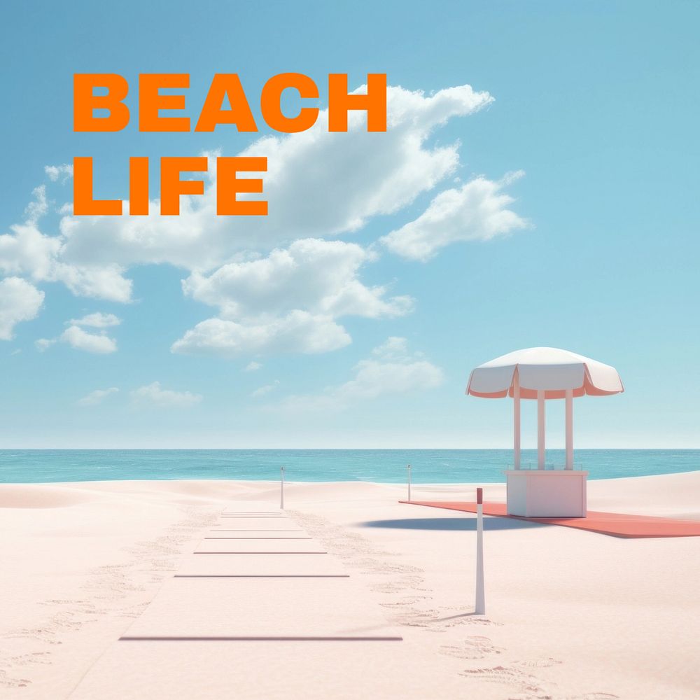 Beach life Instagram post template, editable text