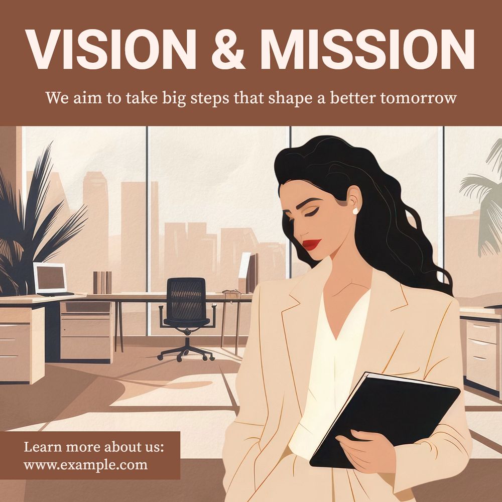 Company vision & mission Instagram post template, editable text