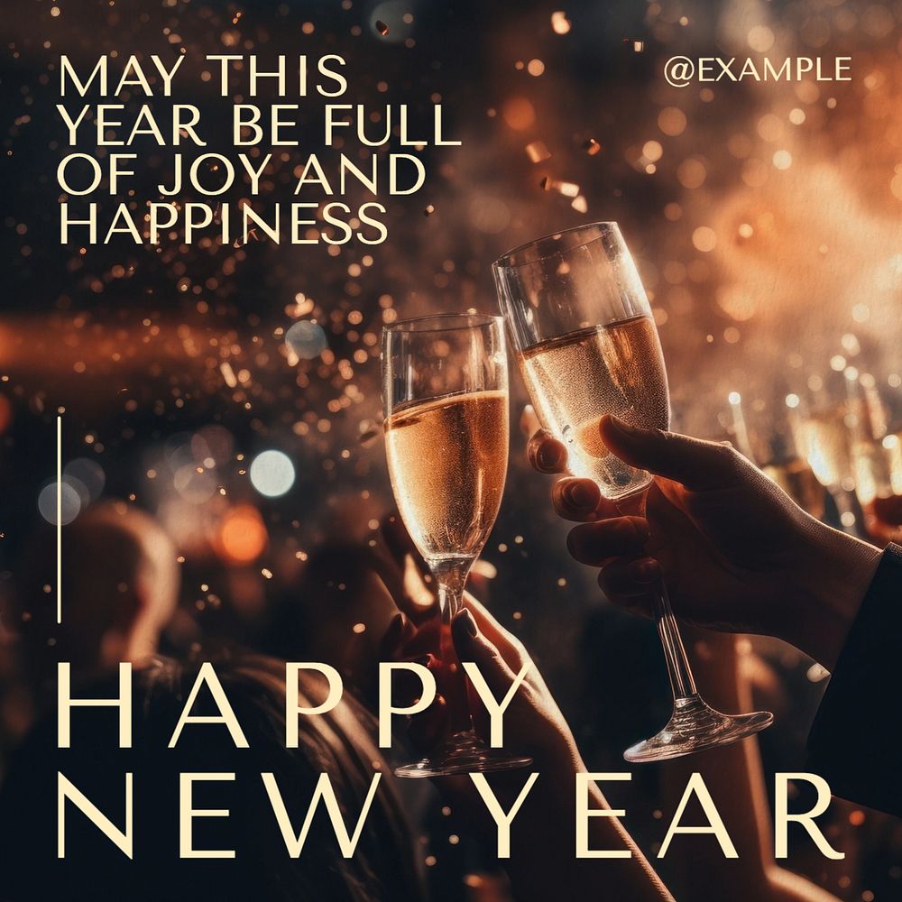 Happy New Year Instagram post template, editable text