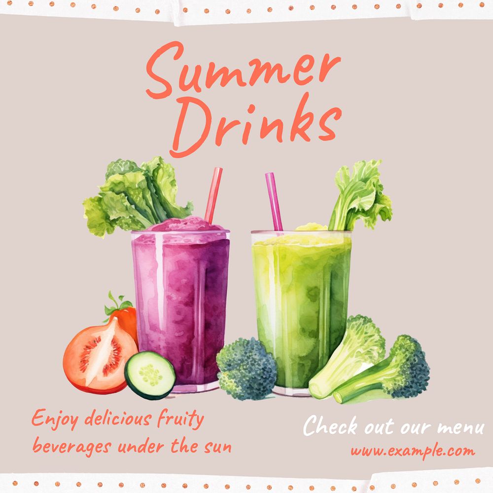 Summer drinks Instagram post template, editable text