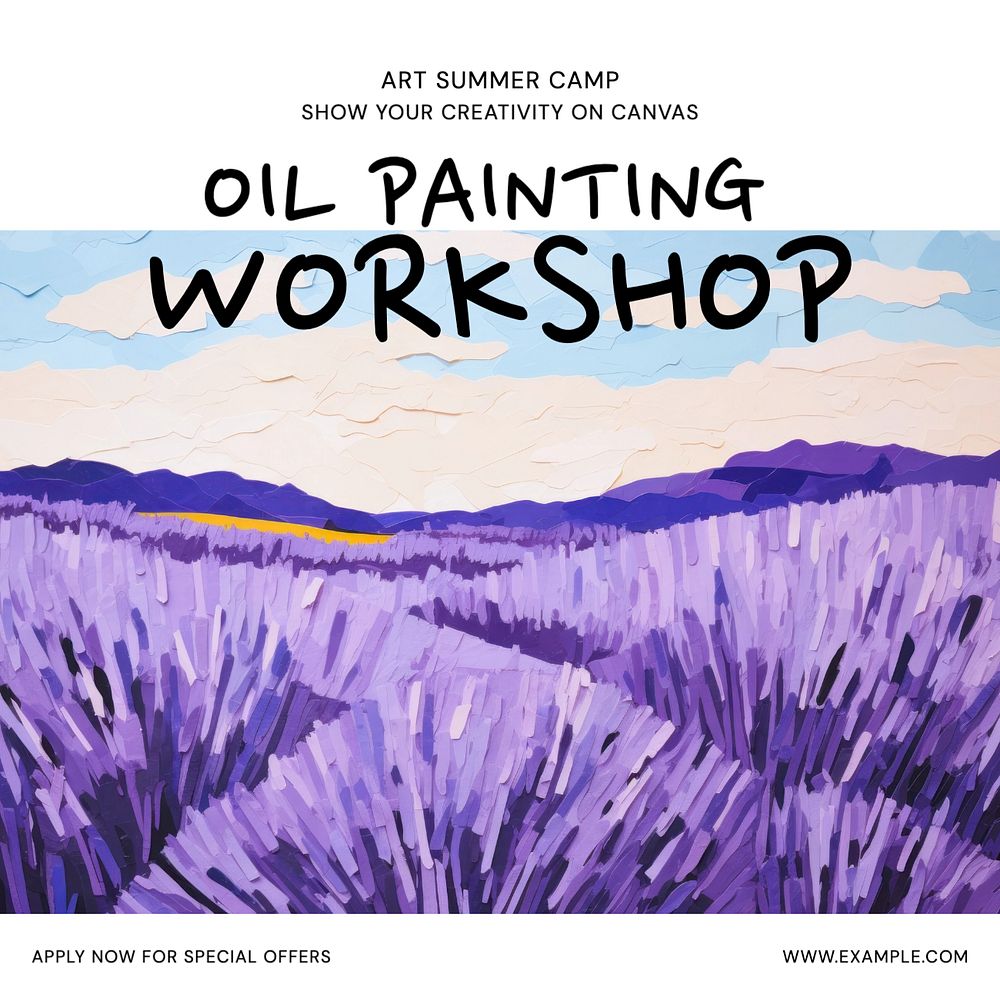 Art workshop Instagram post template, editable text