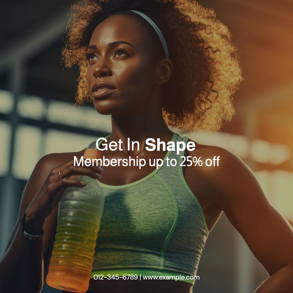 Get in shape Instagram post template, editable text