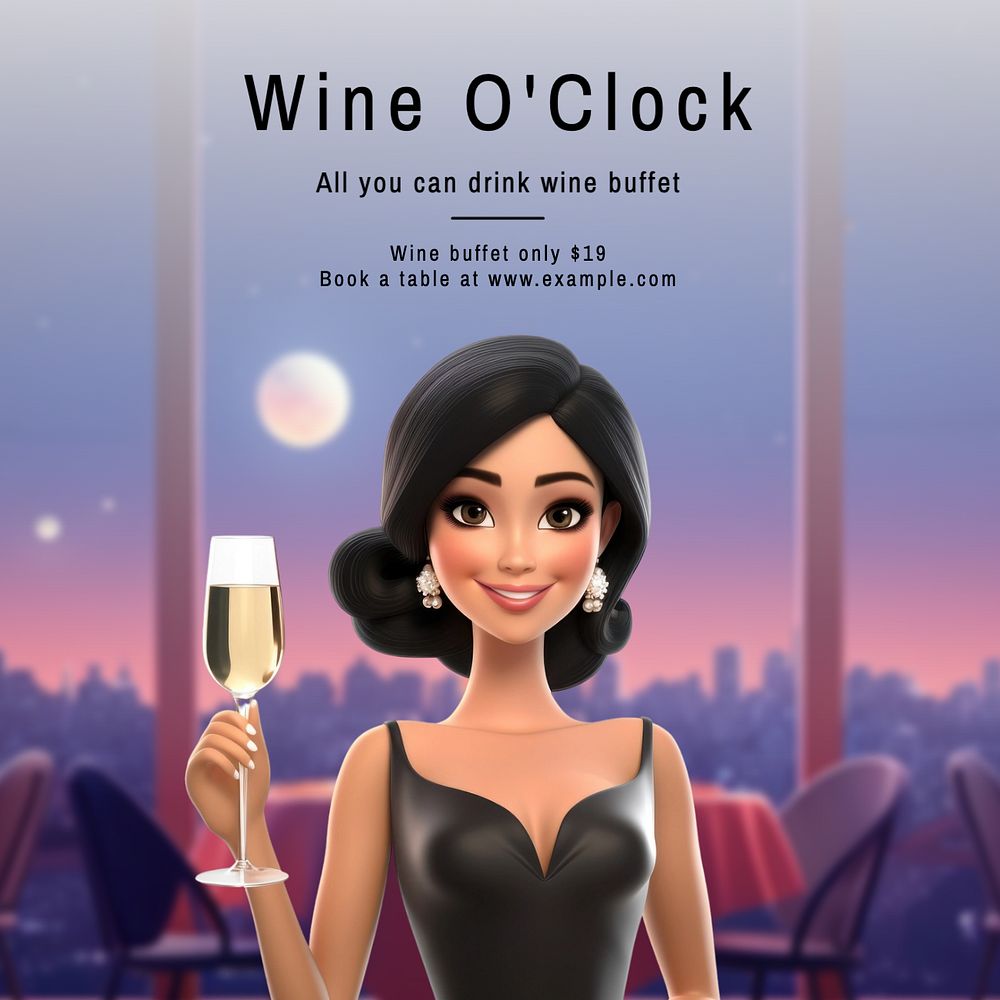 Wine bar Instagram post template, editable text