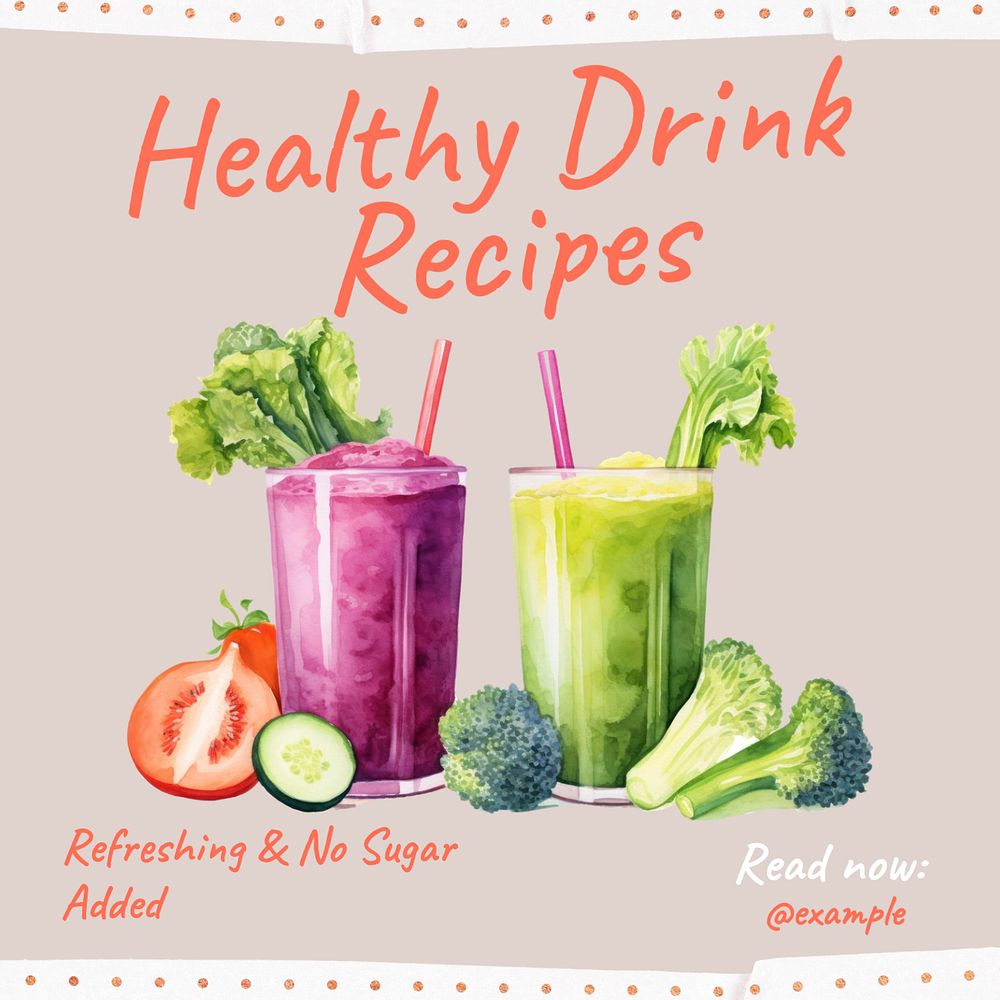 Healthy drink recipes Instagram post template, editable text