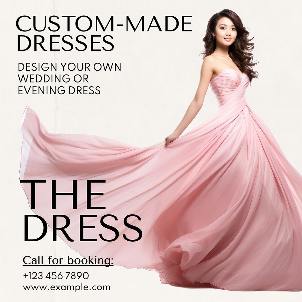 Custom-made dresses Instagram post template, editable text